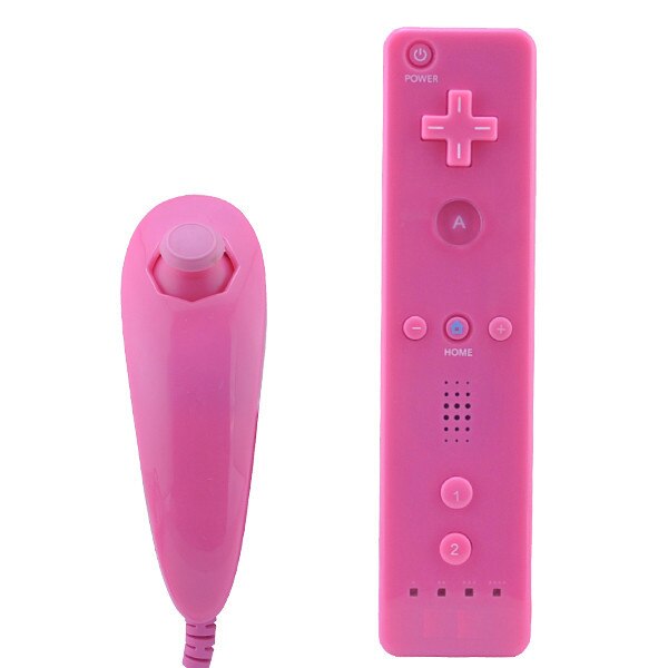 Roze motion sensor afstandsbediening + wired nunchuck combo voor nintendo wii console