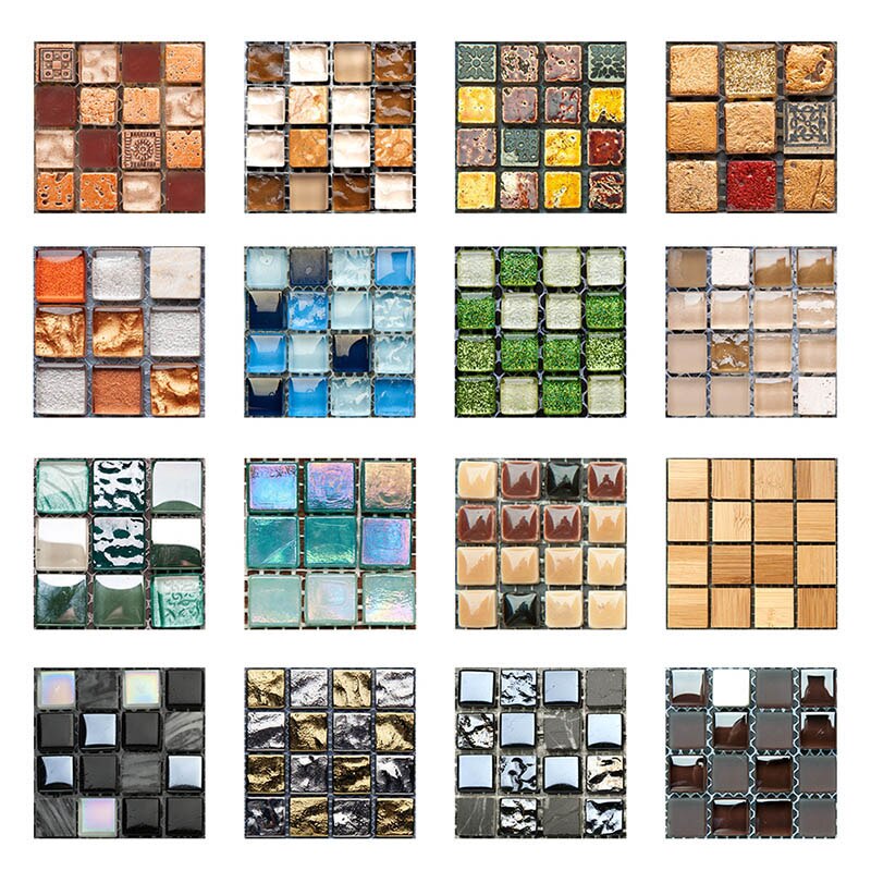 10PCS Wall Sticker Kitchen Backsplash Self-adhesive 3D PVC Mosaic Tile Waterproof DIY Wallpaper Modern Home Decoration