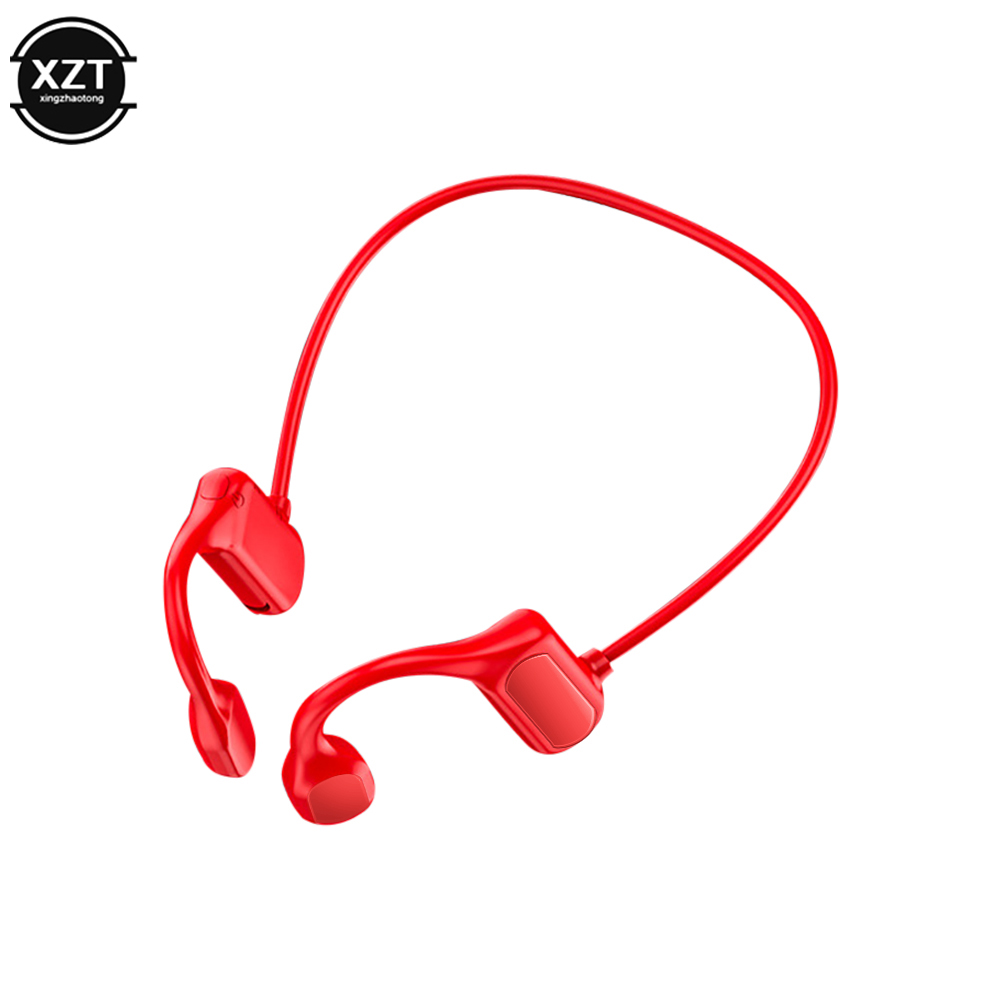 Waterproof BL09 Bluetooth 5.0 Wireless Headset Sports Stereo headphone Bone Conduction Audio Equipment Outdoor with Microphone: Red