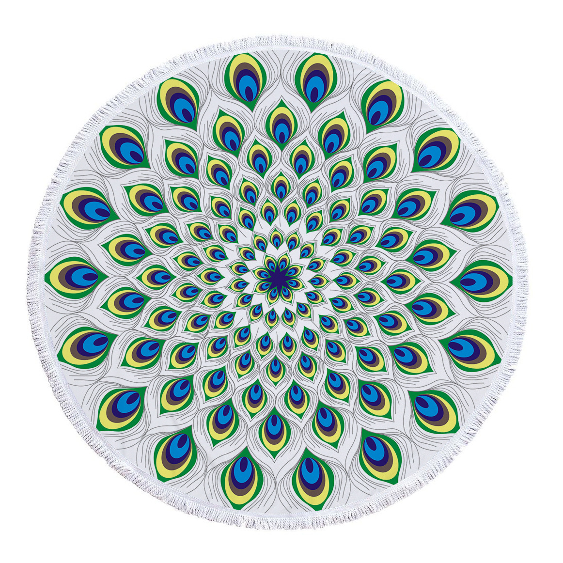 Serviette De Plage ronde en microfibre | Feuilles d'ananas, Selva chiffon éponge imprimé, avec pompon, tapis De Yoga: 07