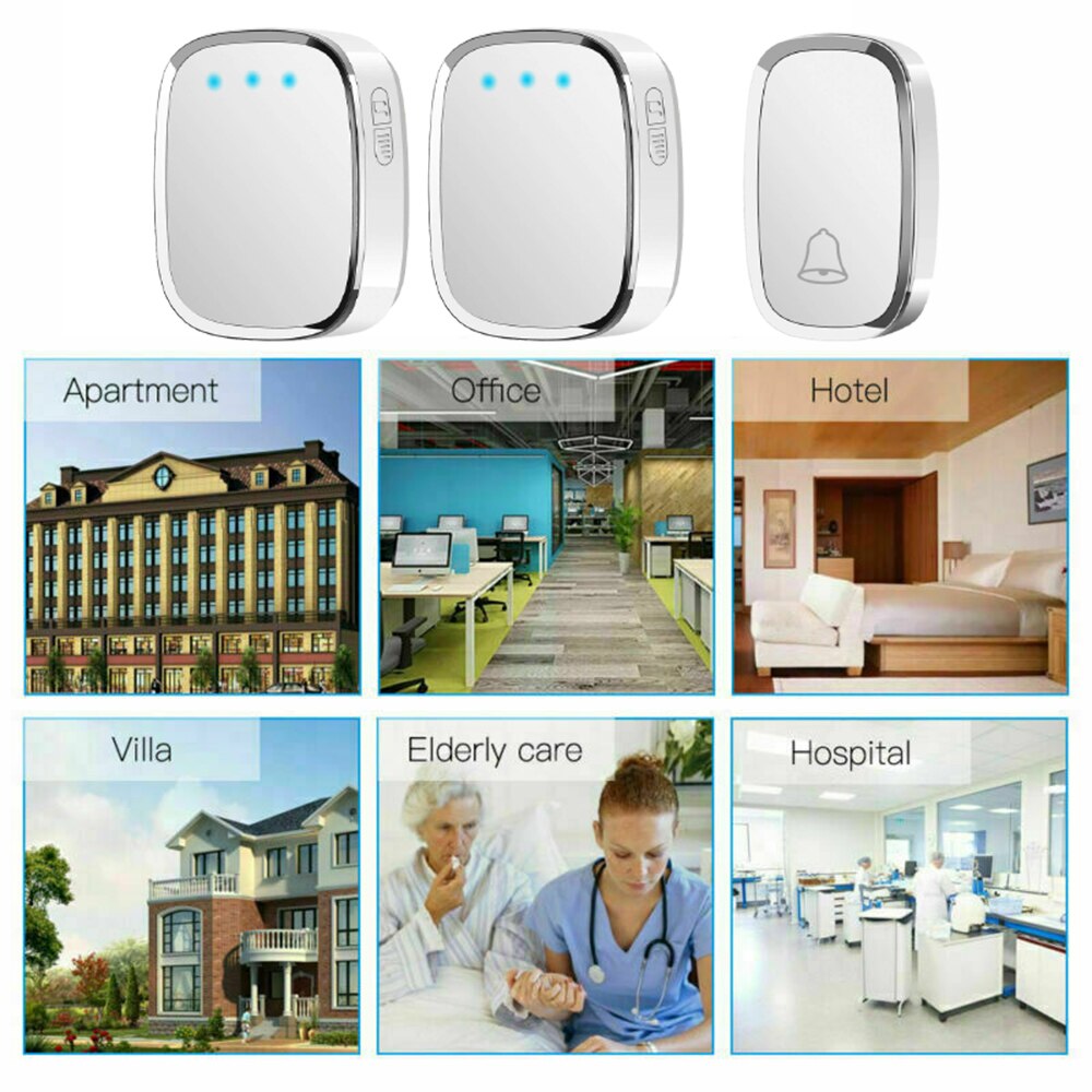 Wireless Waterproof Doorbell Home Security Welcome Door Bell EU UK Plug Home Intelligent Calling Bell Chime1/2Button 1/2Receiver