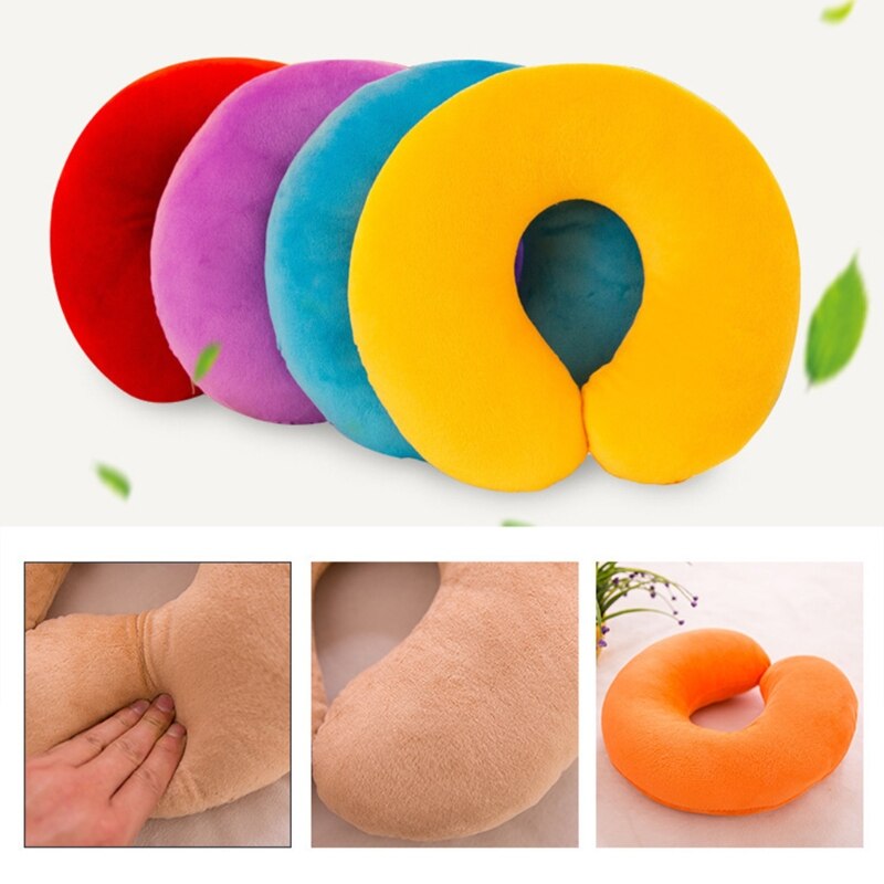 GXMA 30x28cm Soft U-Shaped Neck Protection Pillow Office Sleep Nap Cushion Travel Car Train Head Support Solid Color