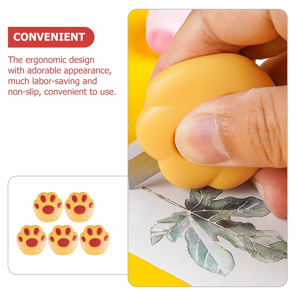 5Pcs Cartoon Utility Cutter Retractable Box Cutter Package Mini Opener (Yellow)