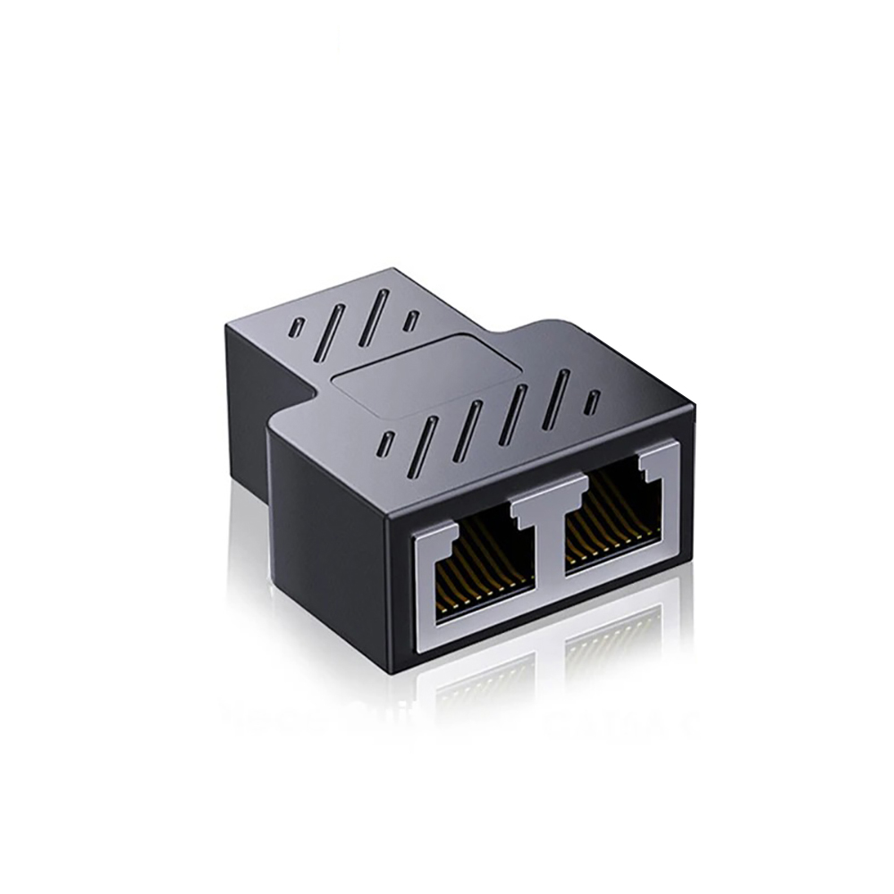 Câble réseau Ethernet RJ45 1 à 2 LAN, adaptateur séparateur femelle, extension de connecteur, connexion de tête en T pour PC: Black