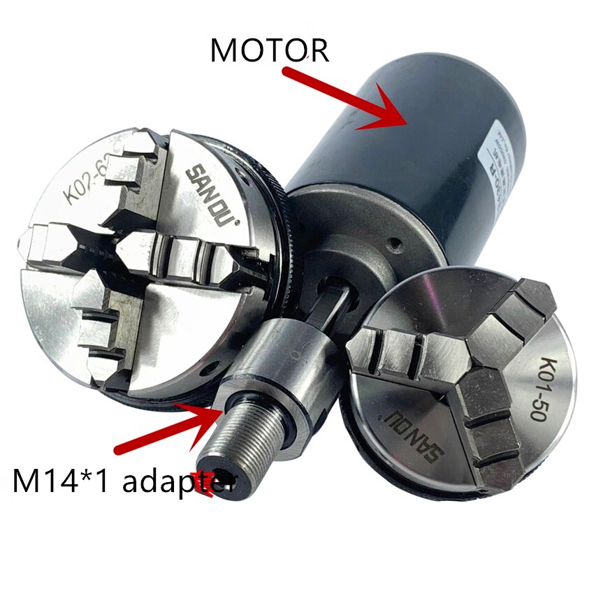 50mm Mini 4 Jaw Reversible Self-Centering M14 Thread Mount Lathe Chuck With Lock Rods K02-50+Chuck connecting rod DIY woodwork