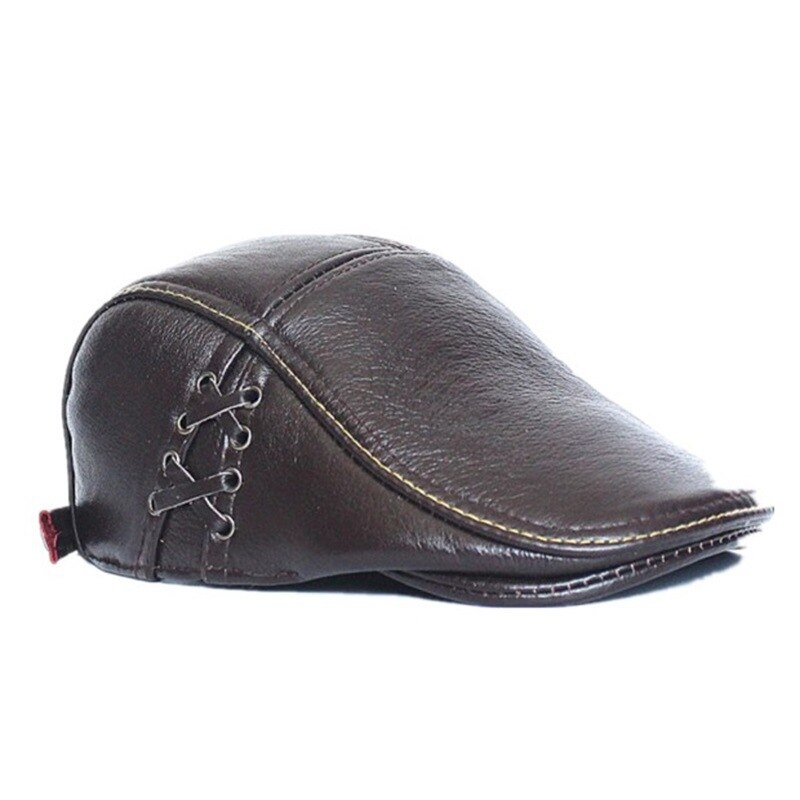Leder hut herbst winter mittleren alters visiere verdickt warme caps casual baskenmütze alten mann papa freuen kappe B208