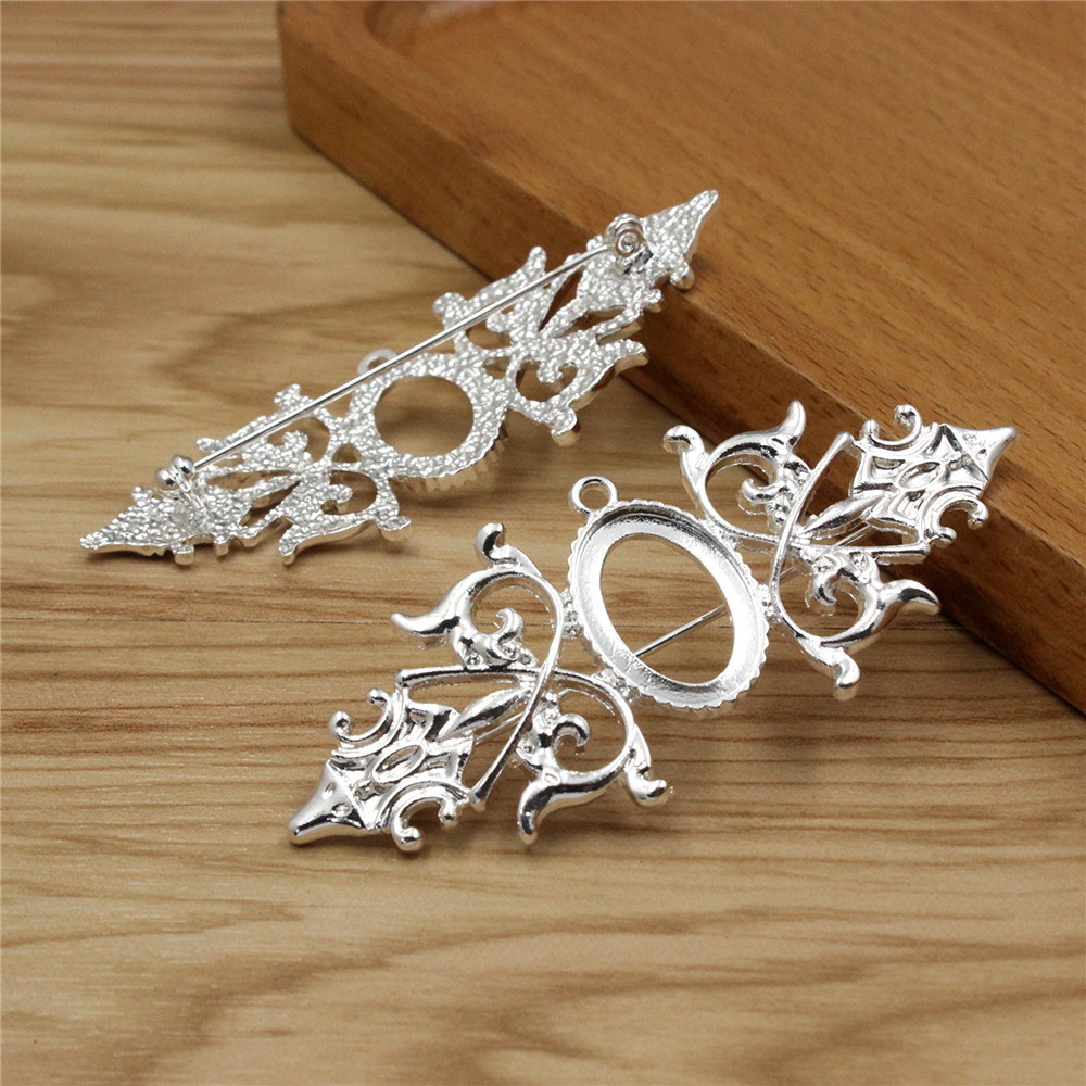 Onebeading Fit 13x18mm Vintage Oval Brooch Blank Setting Bezel Tray Base Cabochons For DIY Making Accessories 5Pcs K06231