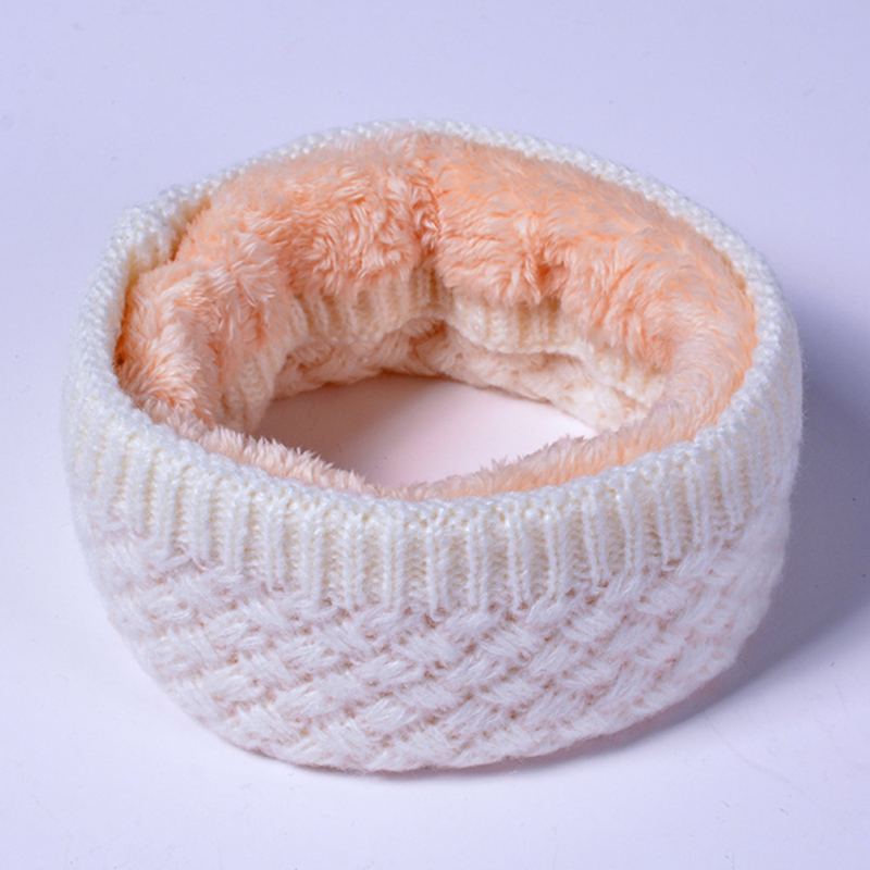 Winter warme sjaal voor vrouwen gebreide halsdoeken ringen pluche kinderen mannen kraag ring vrouwelijke foulard halsdoek: Wit