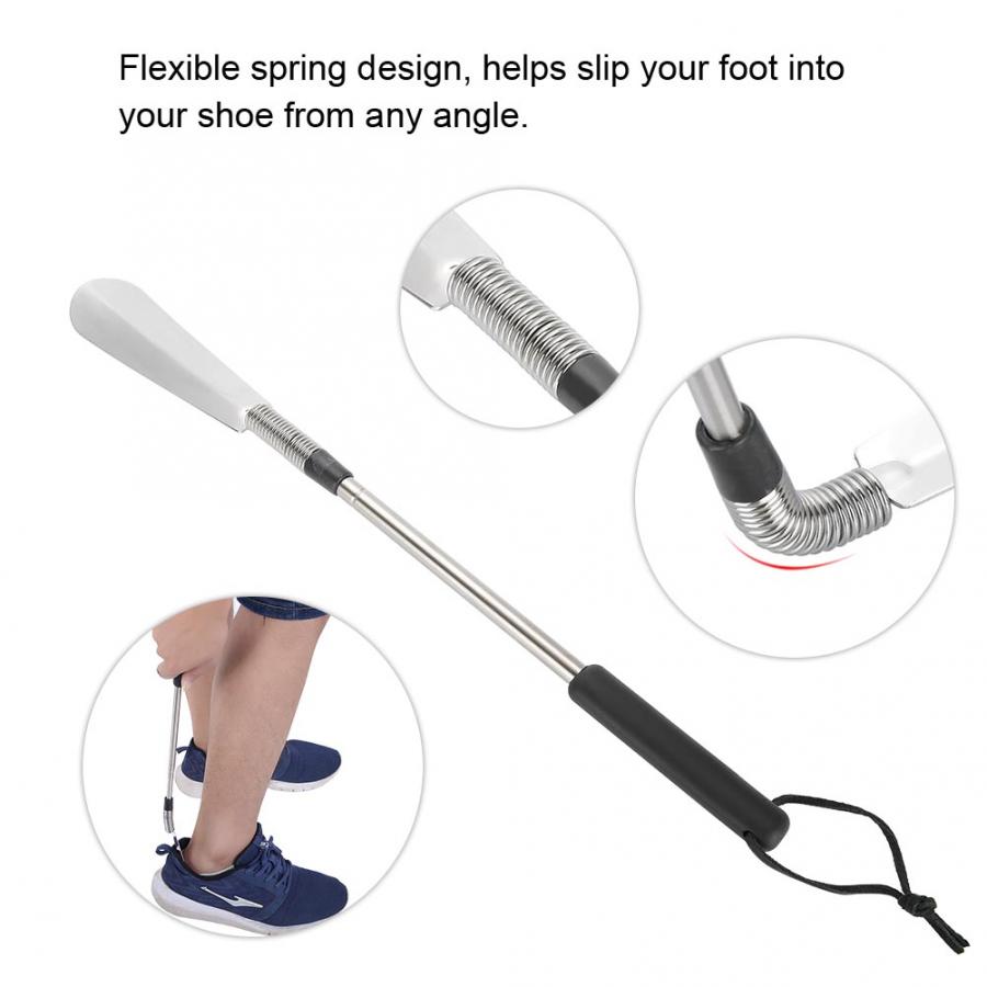 Portable Putting On And Taking Off Clothing Easier Extendable Telescope Long Handle Metal Stainless Steel Shoe Horn Collapsible