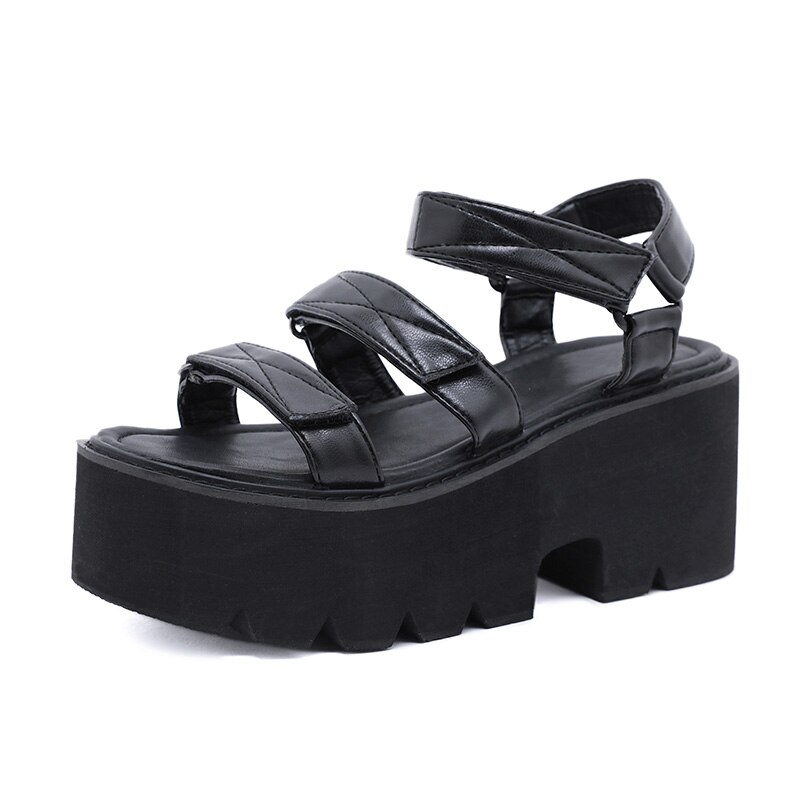 Gdgydh Zomer Nieuws Vrouwen Sandalen Schoenen Open Teen Dikke Platform Hoge Hakken Sandalen Zwarte Vrouwelijke Schoenen Rome Stijl Maat 34-40: 5.5