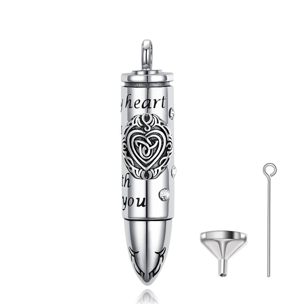 Eudora-colgante de urna de plata de ley 925 auténtica, cápsula de bala, urna de cenizas conmemorativa de cremación, collar, joyería Vintage, G018: only pendant