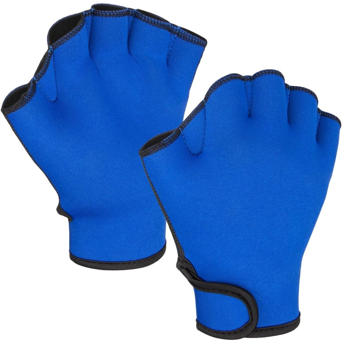 Zwemhandschoenen met zwemvliezen van neopreen – Waterbestendige aquatische trainingswanten voor zwemmen, duiken en fitness | Veilig polsbandontwerp: Blauw / S