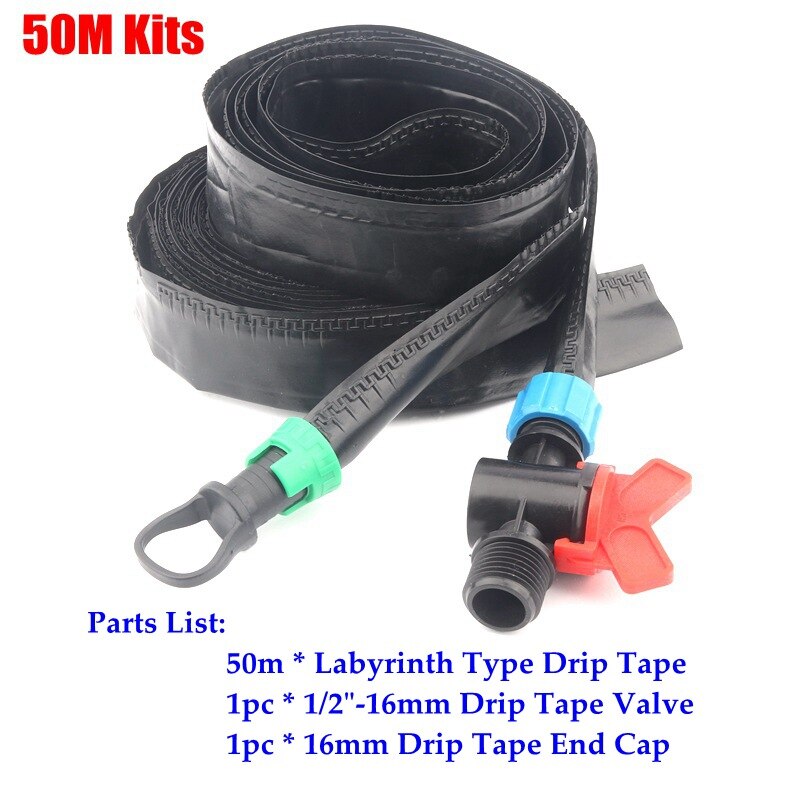Système de Micro Irrigation goutte à goutte, ruban de Type labyrinthe, tuyau d&#39;arrosage Simple, 5 ~ 50m, 3l: 50m Kits