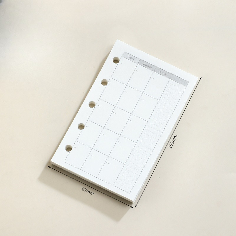 M5 løse ark notatbok refill spiralperm innvendig side rutenett blank linje dagbok agenda planlegger skoleartikler: Lysegrå