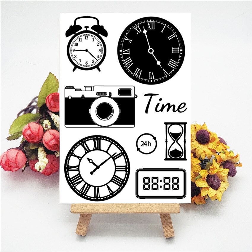 11X16Cm Bergtoppen Transparante Afdichting Clear Postzegels Siliconen Afdichting Roller Postzegels Diy Scrapbook Album/Kaart Productie: The clock