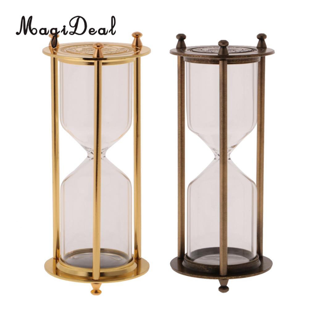 2 Stuks Retro Metalen Lege Zandloper Zandloper Zand Timer Home Office Tabel Decor-Goud &amp; Brons