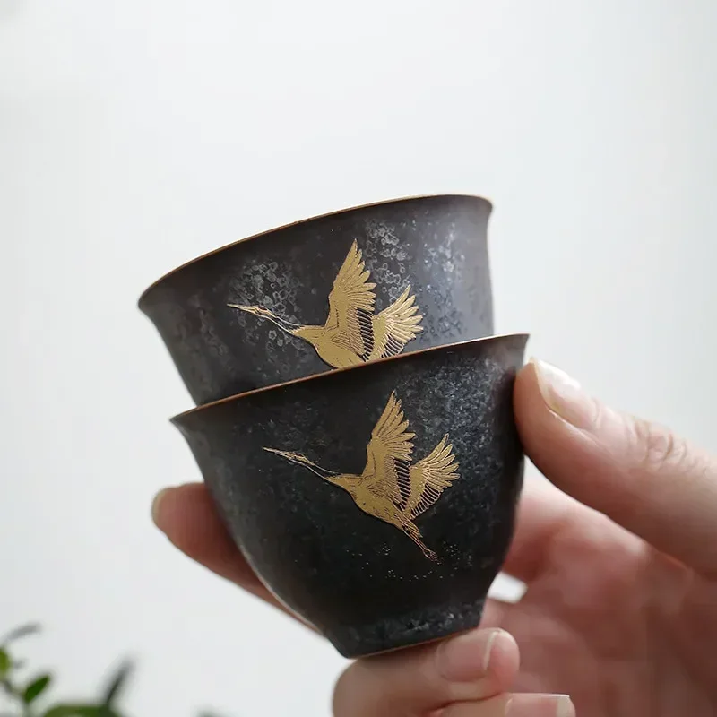 Taza de té de cerámica Vintage china, tazón de té de cerámica hecho a mano, taza de meditación Personal de viaje portátil, juego de té para el hogar, tazas maestras