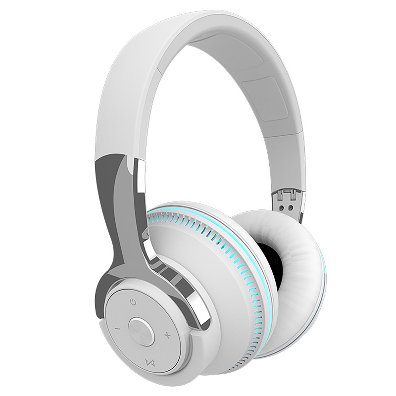 H2 Wireless Bluetooth Headset Colorful Lighting Game Foldable Headset Support Bluetooth/AUX Wired/Card Playback: white