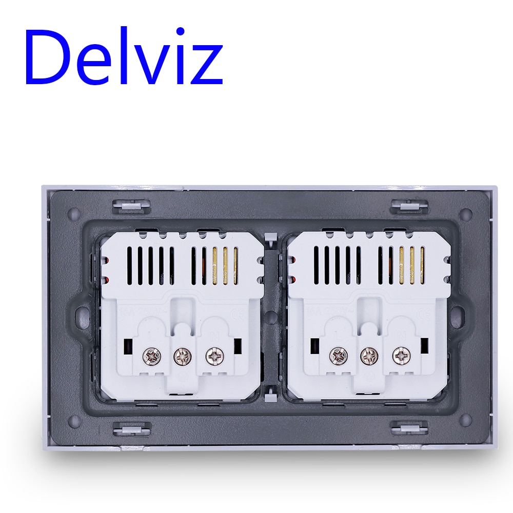 Delviz eu standard usb-kontakt , 16a strømuttak, strømpanel fire usb-grensesnitt tysk type stikkontakt, dobbel ramme vegg 4 usb-uttak