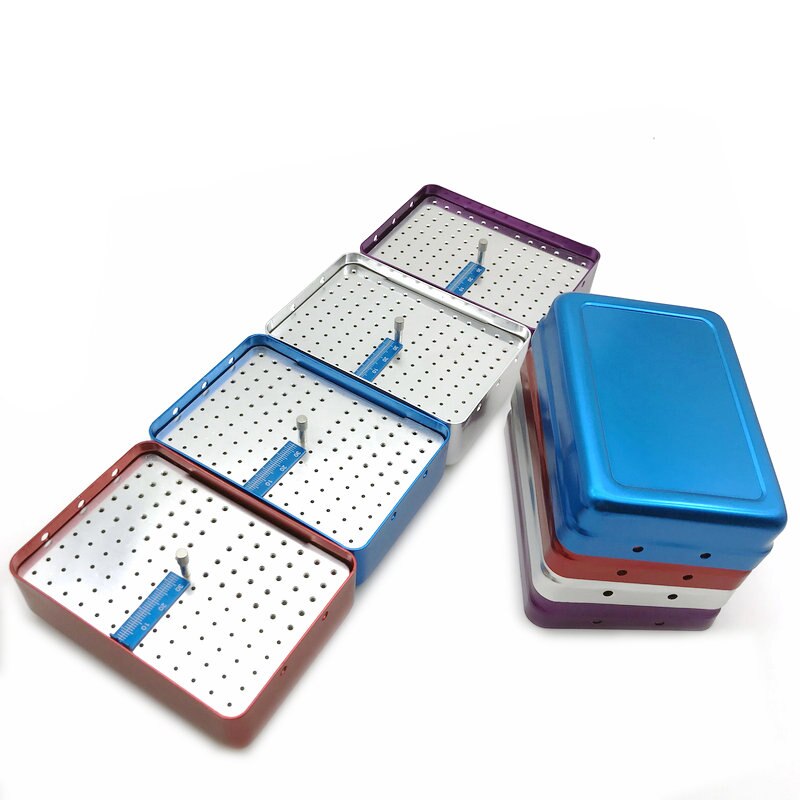 120 Holes Dental Endo File Bur Holder Block Autoclave Sterilizer Case Disinfection Box with Ruler