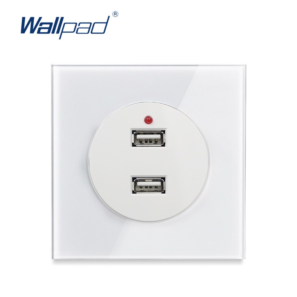 Wallpad Crystal Glass Panel 2 USB Charger Wall Power Socket Outlet 5V 2400MA: Default Title