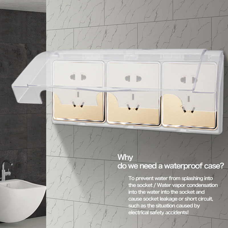 Three - position 86 type switch socket waterproof cover box paste type bathroom transparent triplet socket splash box