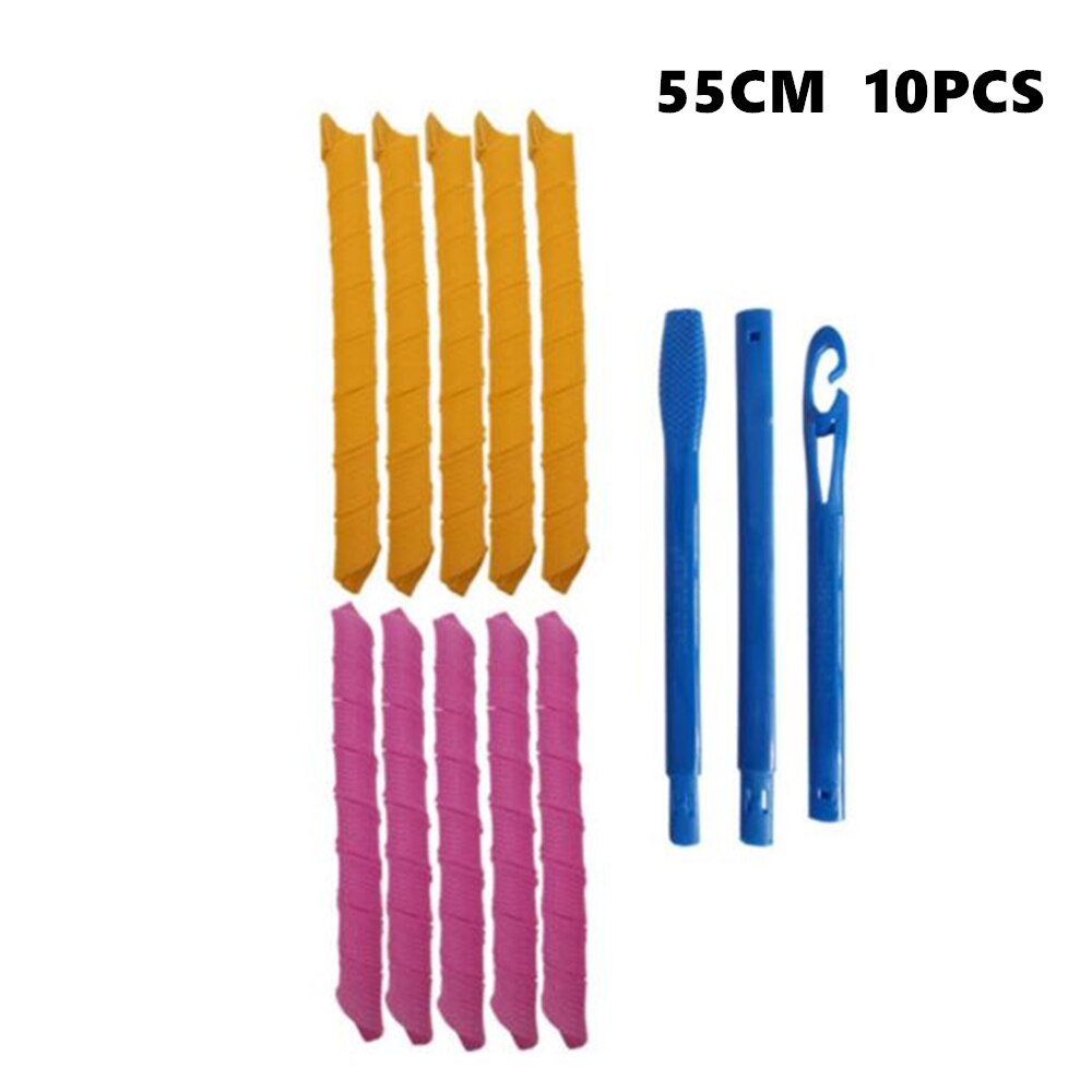 Bigodino di capelli magico senza calore bigodini di capelli fai da te bigodini rullo di acconciatura rullo a spirale formatori di onde strumenti per lo messa in piega dei capelli 30/45/55/65cm: 55cm 10pezzi