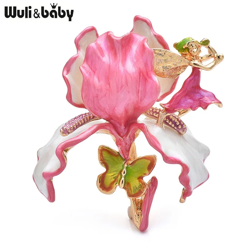 Wuli & baby Grote Granaatappel Bloem Broches Vrouwen Vintage Mooie Elf En Luxe Bloemen Party Office Broche Pins: Licht Geel Goud Kleur