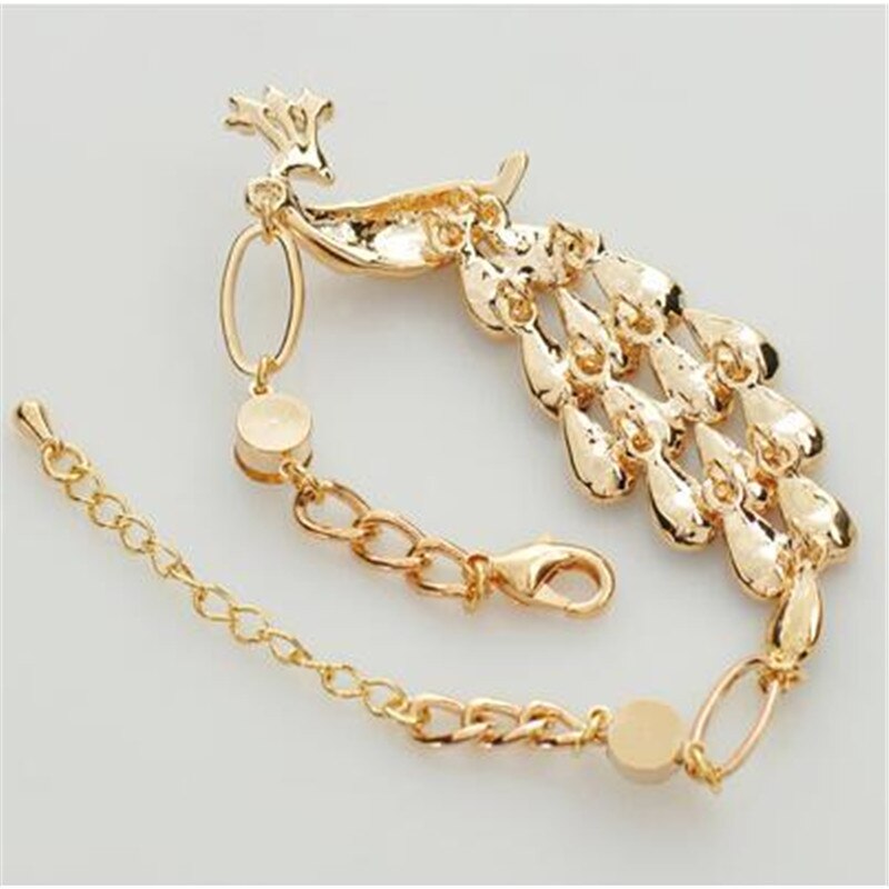 Bracelet paon coloré en alliage arc-en-ciel pour femmes, bijoux en cristal, à la ,