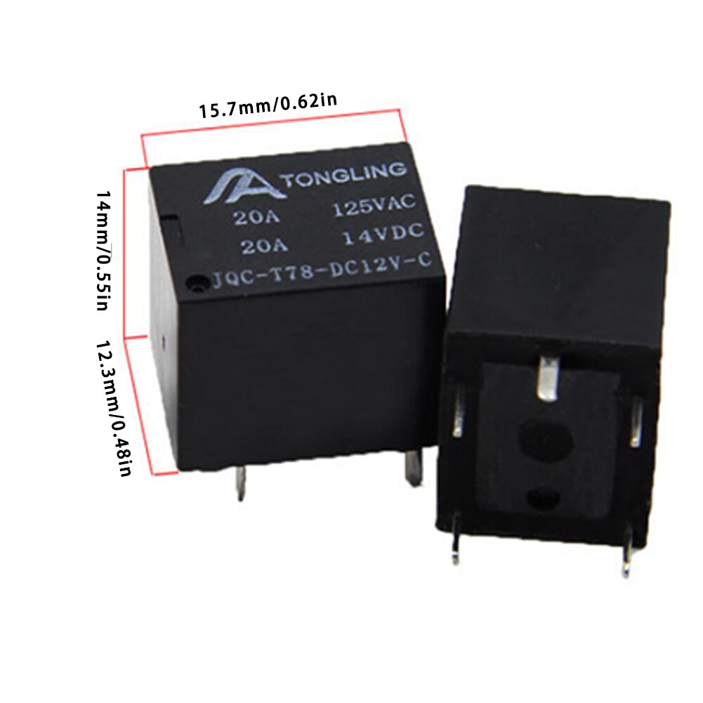 10Pcs 12V DC Power Relay Coil T78 5 Pins Mini Electromagnetic PCB Power Relay Type In stock Black Automobile relay Set
