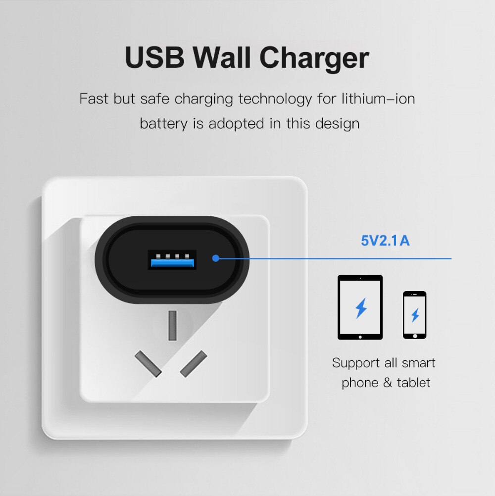 Voxlink usb laturi 5v 2.1a yleiskäyttöinen kannettava matkaseinälaturi iphone x /8/7 plus  /6s plus, ipad pro/air, samsung galaxy