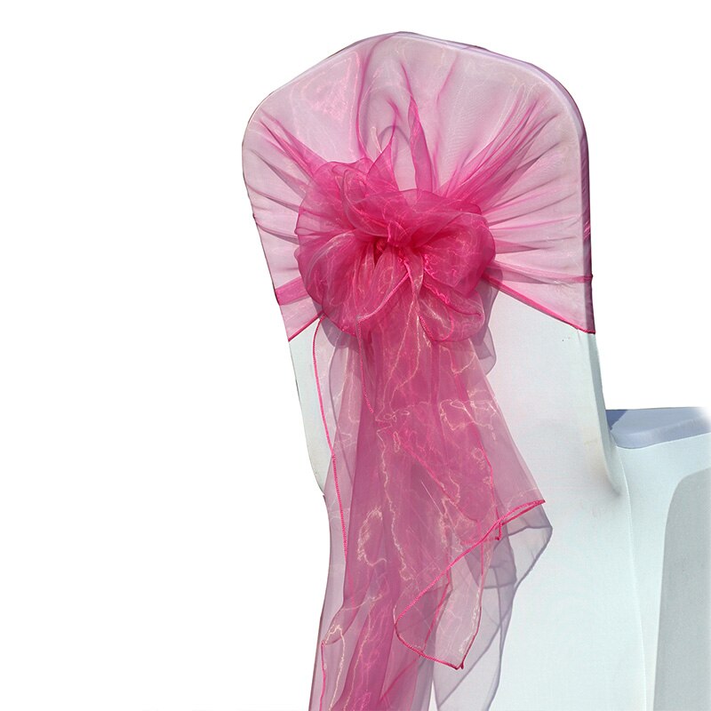Cinta de Organza para silla, lazos para boda, , decoración de banquete de Navidad, tejido puro de Organza, 65x275 cm, 1 pieza/bolsa: fuchsia