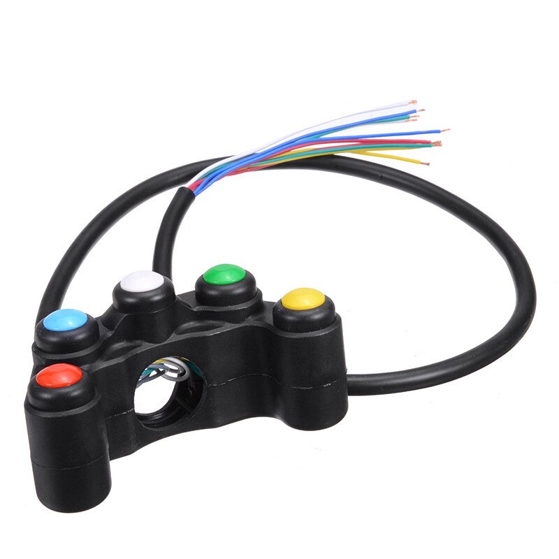 Motorcycle On-Off Switch Push Button 7/8in/22mm Motorbike Handlebar 5 Button Switches Connector Mount Accessories