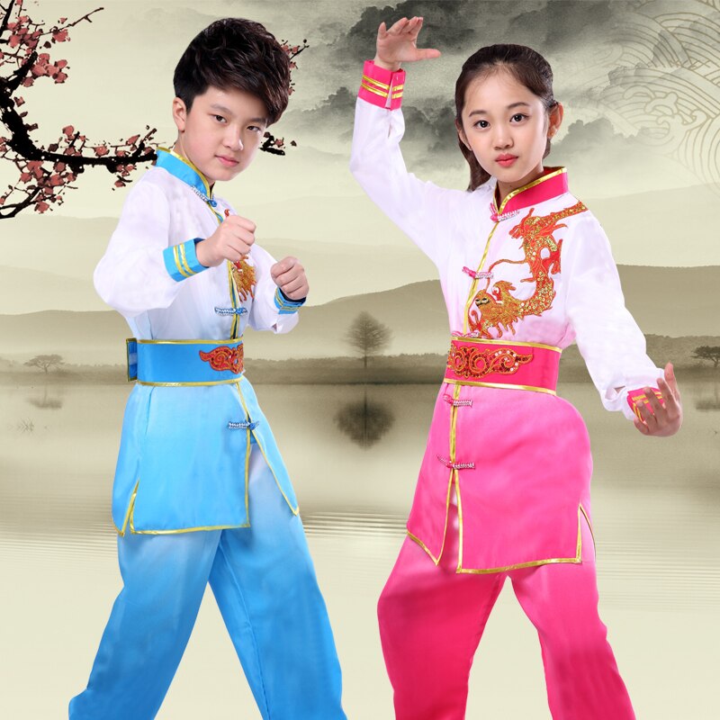 Children Traditional Wushu Uniform Suit for Kids Tai Chi Clothing Martial Art Uniform Children Long Sleeve Taekwondo Costume