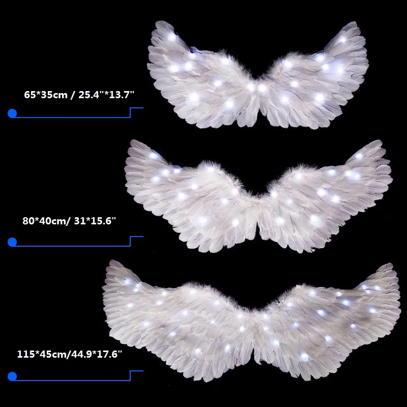 LED Light Up Glow White Colors Feather Angel Wings Costume for Kids Adults Halloween Christmas Year Eve Glow Party Supplies: L / Fluorescence Yellow