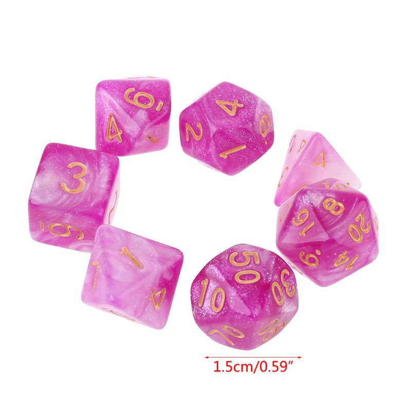 7 unids/set Dichromatic D4 D6 D8 D10 D12 D20 poliédrico dados los números de de escritorio