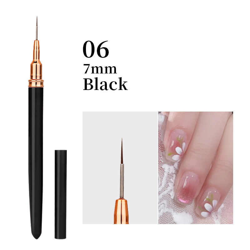 Pincel delineador para decoración de uñas, 6/9/12/15/18mm, mango de Metal, pintura acrílica, raya francesa, bolígrafo de dibujo, esmalte de Gel UV, herramienta de manicura