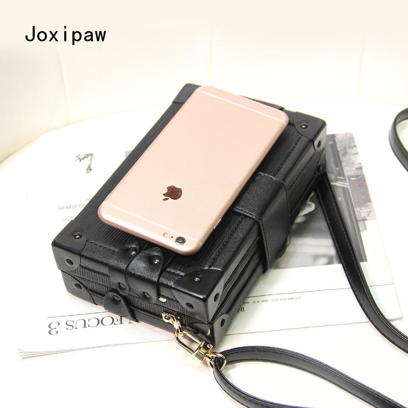 Lady Evening Bag Messenger Bag Women Leather Handbag Patchwork Hard Box Retro Print Shoulder Bags Joxipaw