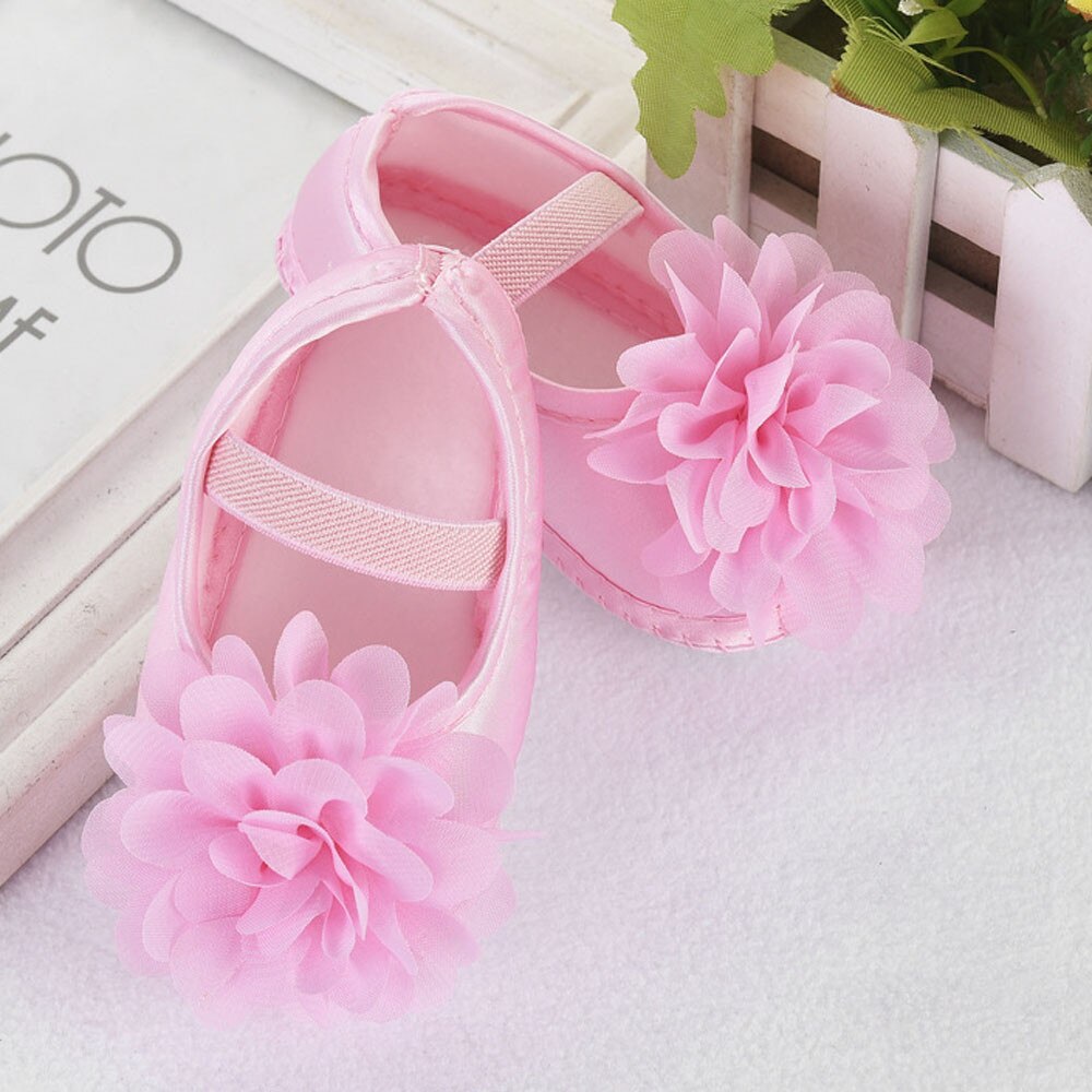 Baby Schoenen Meisjes Aankomst Peuter Kid Baby Meisje Chiffon Bloem Elastische Band Pasgeboren Wandelschoenen
