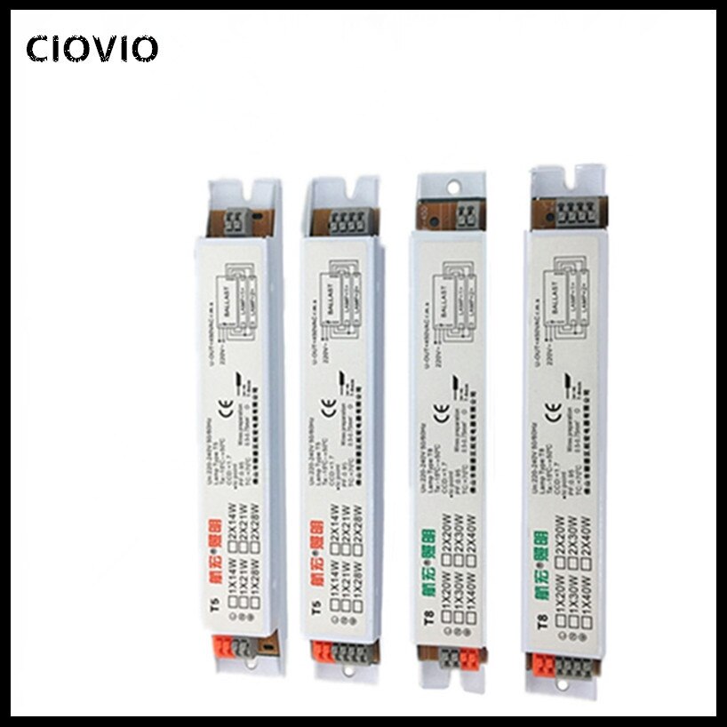 Balastro electrónico de amplio voltaje T5, 111-240V CA, 1x1, 4W/1x2, 8W/2x1, 4W/2x28W, 2 uds., lastres de lámpara fluorescente