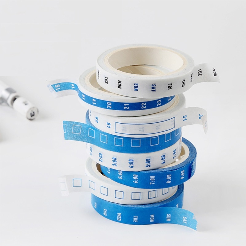 4 stk mini timeplan papir washi tape uke dato klokkeslett sjekkliste 8mm selvklebende maskeringstape planlegger agenda klistremerker kontor  a6943