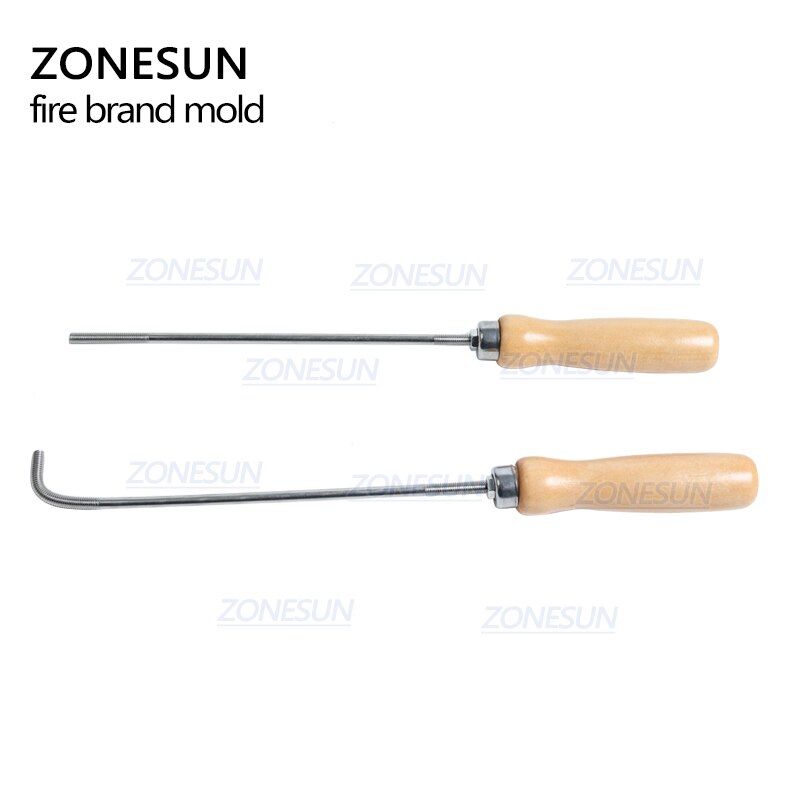 Zonesun 5/8/10mm houten handvat voor aangepaste metalen logo stempel voedsel taart koek brandmerk ijzer leer hout brandmal stempelgereedschap