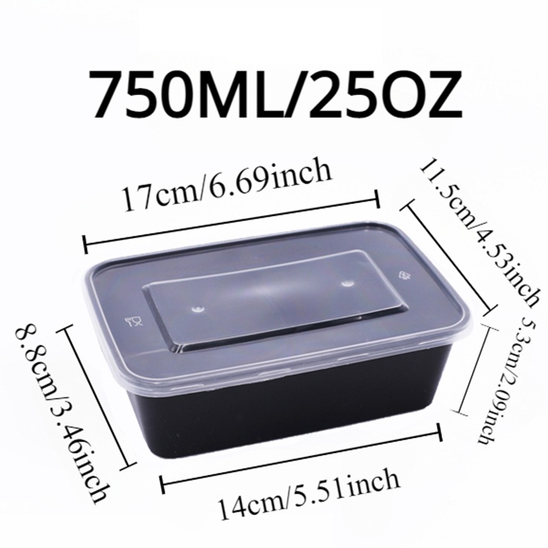 Caja de comida negra para ensalada de frutas, caja de comida para cocina, preparación de comida para llevar, almacenamiento de nevera Bento, contenedores de alimentos a prueba de fugas, 10/20 piezas: Grey / 10 unids