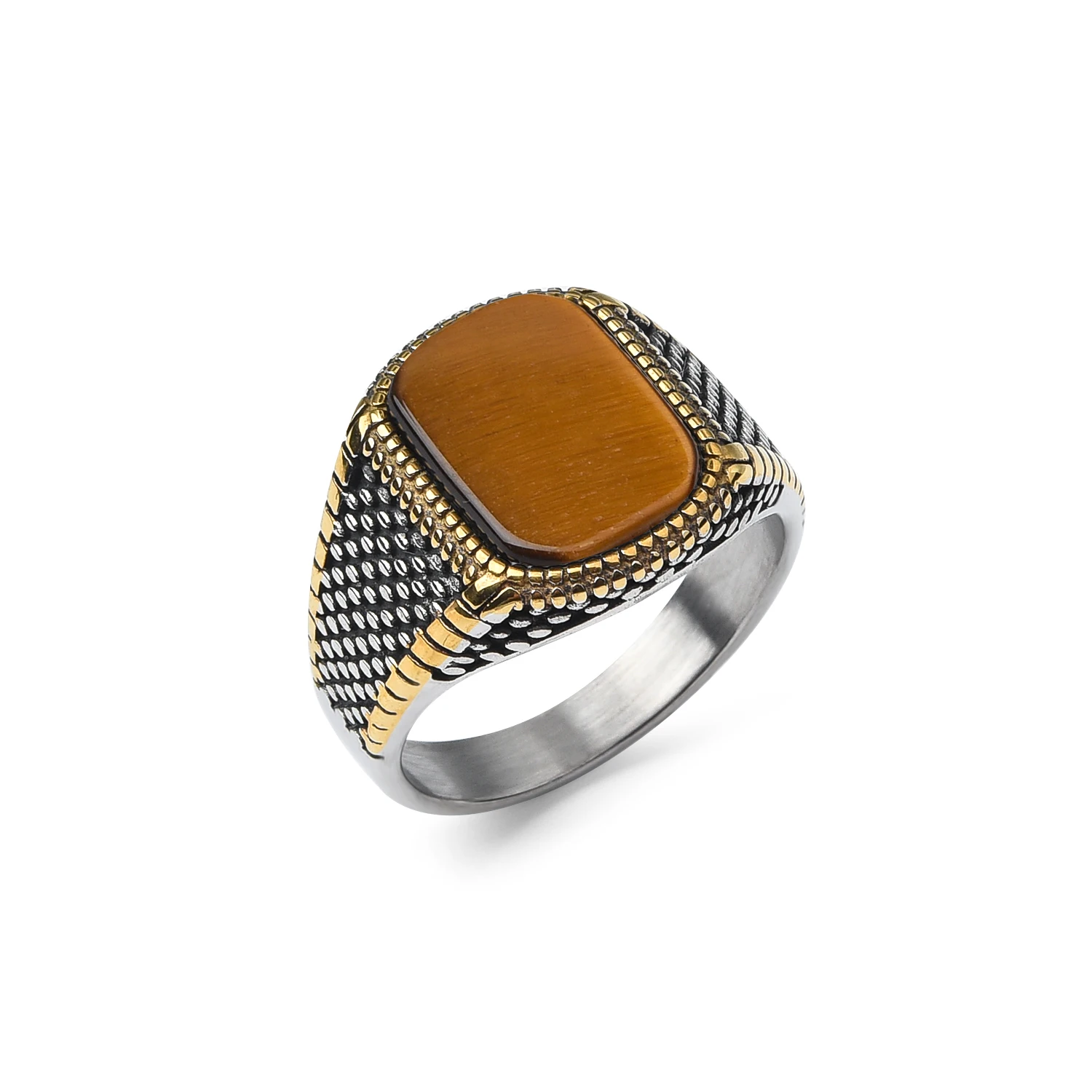 Herren hochwertige 316l edelstahl onyx vergoldete ringe klassiske modetrend schmuck produkt: 9 / Grau