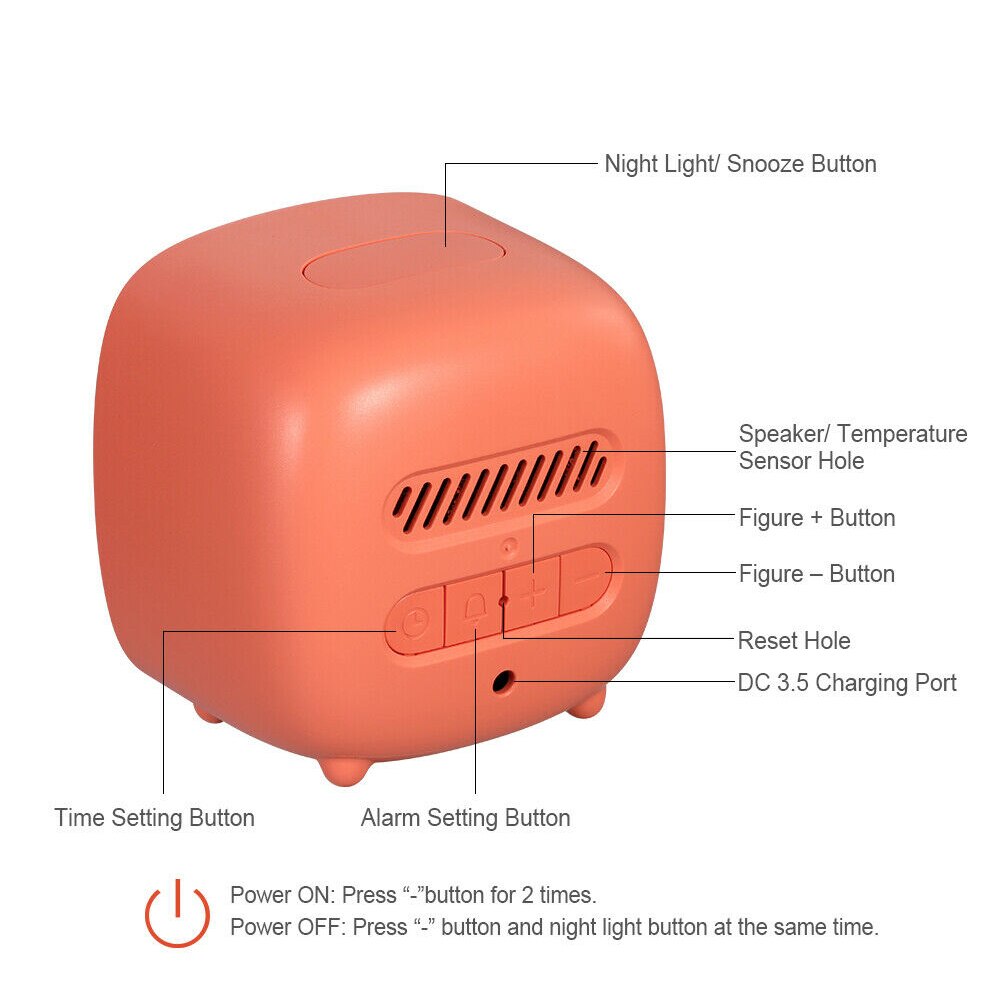 Digital Timing Cute Alarm Clock Smart Children TV Shape Table Snooze Function Mini Night Light Adjustable Brightness Week