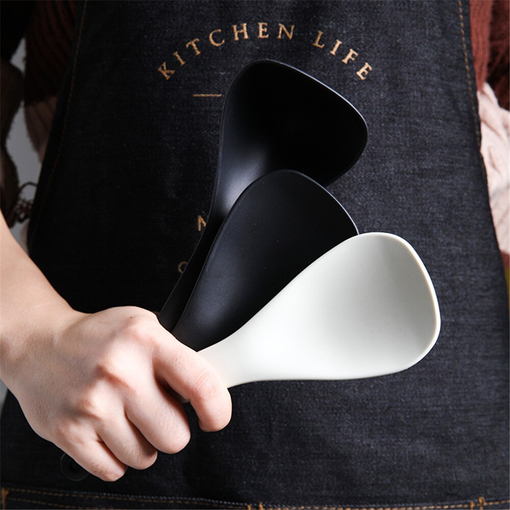 Zwart Wit Rijst Pollepel Soeplepel Plastic Non-stick Hangable Scoop Voedsel Serveren Lepels Servies Keuken Benodigdheden Koken Tool