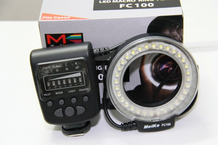 Meike FC-100 FC100 Manual LED Macro Ring Flash Light with 7 Adapter Ring for Canon Nikon Olympus Pentax Digital DSLR Camera