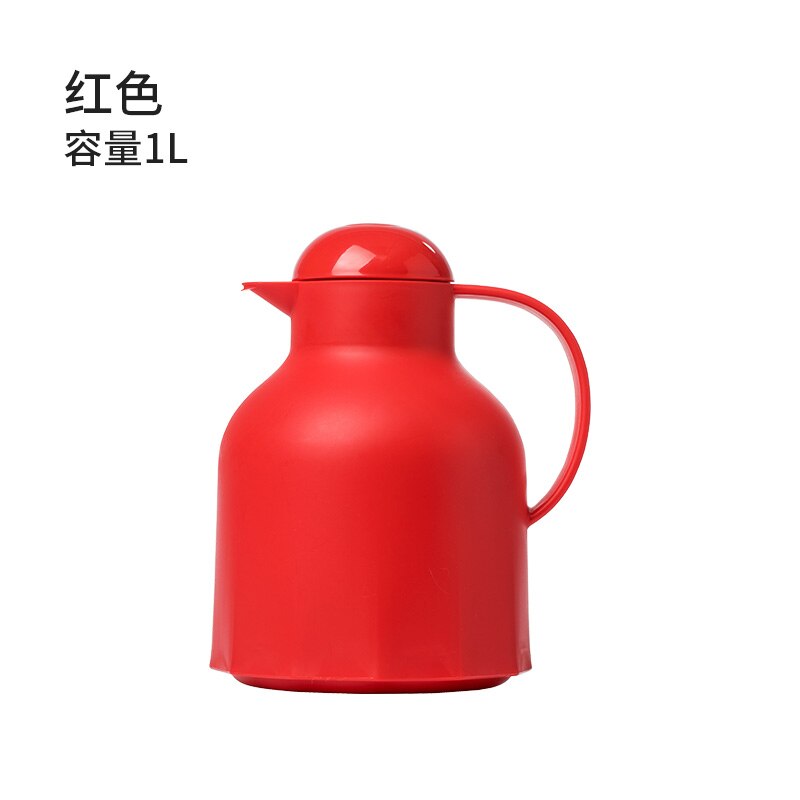 Japanese Thermos Flask Thermal Water Jug Pitcher Polypropylene Glass Three Layer Insulated Vacuum Bottle Coffee Tea Pot: Red