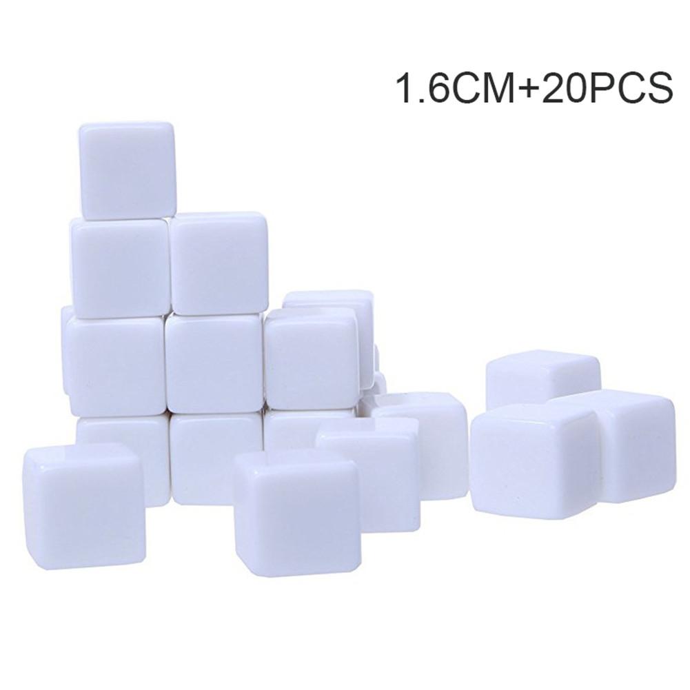 20pcs Standard Size Blank Dice D6 Six Sided Acrylic RPG Gaming Dice 16/20mm White For Boardgame Playing Game Accessories