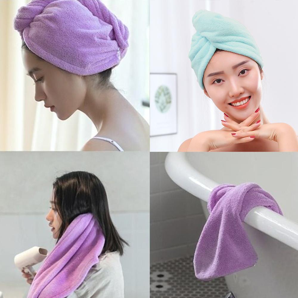 1pc couleur unie microfibre grande serviette magique cheveux doux chapeau rapide séchage serviette séchage rapide casquette W8X9